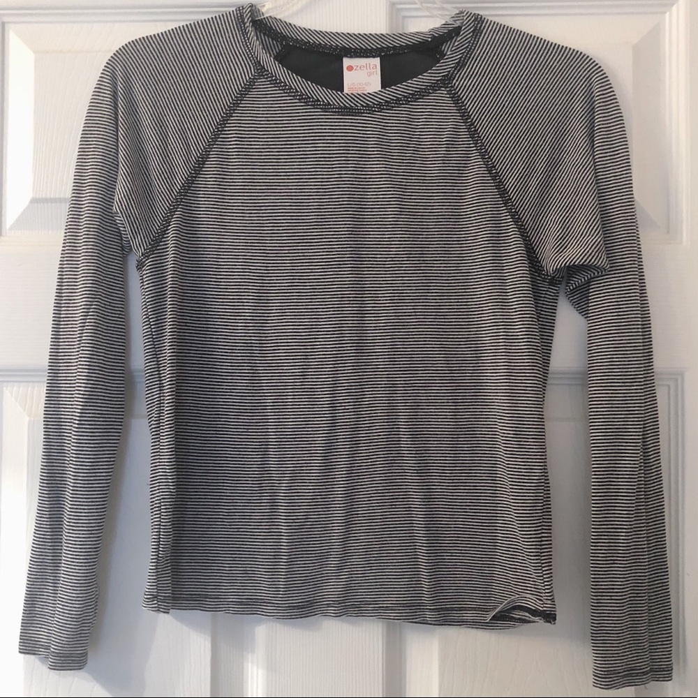 Zella Girl black & white striped long sleeve tee